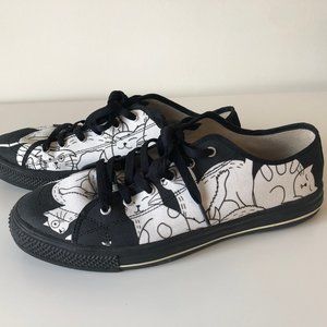 Cat pattern Converse style shoes, worn once, sz 12